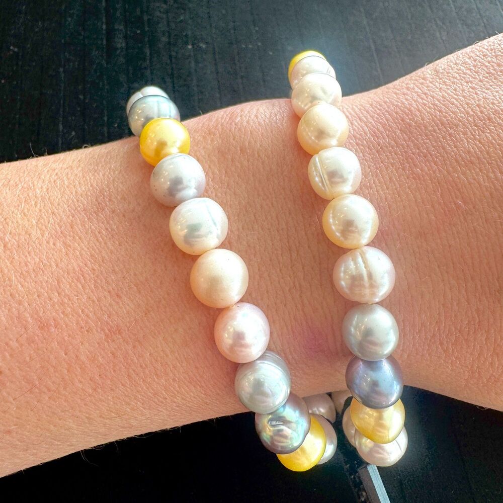 NIB* Vintage HONORA Collection Freshwater Baroque "2" Pearl Stretch Bracelet - Picture 5 of 8